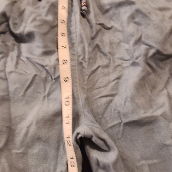 Grey Blue Linen Wide Leg Pants, XS - Picture 4 of 8